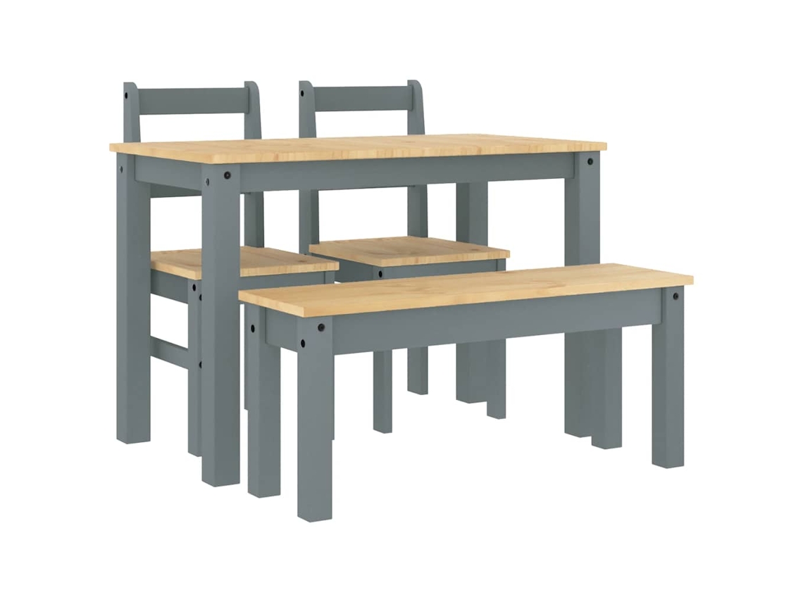 Maison Exclusive - Juego De Comedor Panama 4 Pzas Madera Maciza De Pino Gris