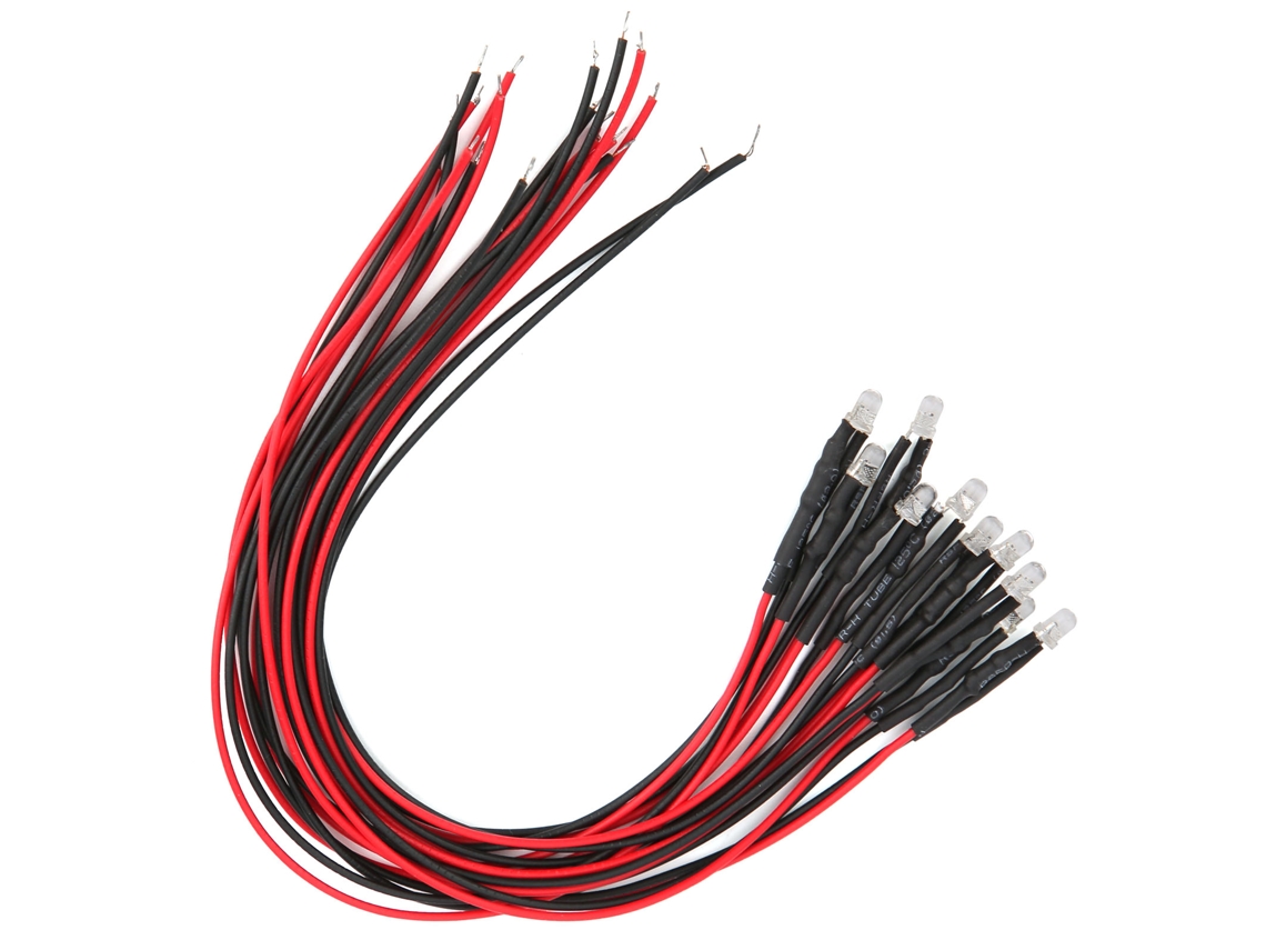 50 Piezas Led Diodos Emisores De Luz Pre Cableados 12v Rojo Con Cable Cabeza Redonda Parpadeo