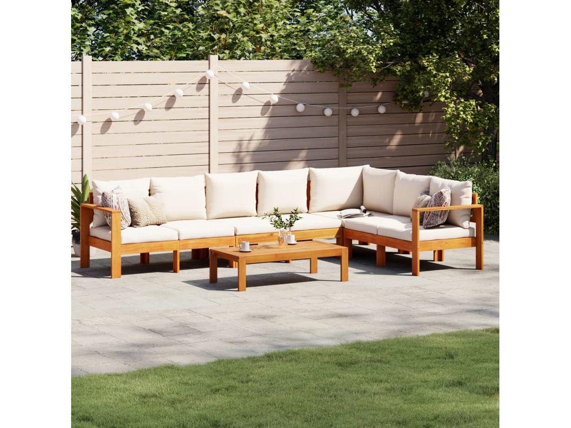 Conjunto de sofás de jardín de 5 piezas DKD Home Decor con cojines de acacia maciza