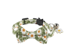 Collar Para Gatos Con Lazo Extraíble Y Cascabel Floral Clásico Ajustable Para Gatos Y Cachorros.