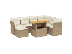 Conjunto 8 de sofás de jardín con cojines beige VIDAXL ratán PE