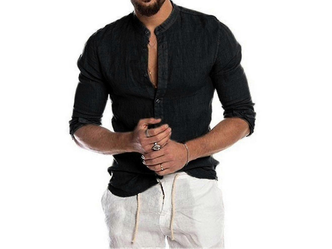 Camisas de manga larga con botones para hombre, top informal de playa de verano