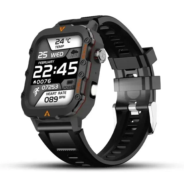 Reloj Deportivo Para Exteriores (negro) Con Linterna Led, Función De Monitorización De La Salud Y Pantalla De 1,73 Pulgadas.