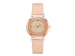 Reloj De Pulsera Informal Para Mujer Con Correa De Pu Y Esfera Redonda Beige.