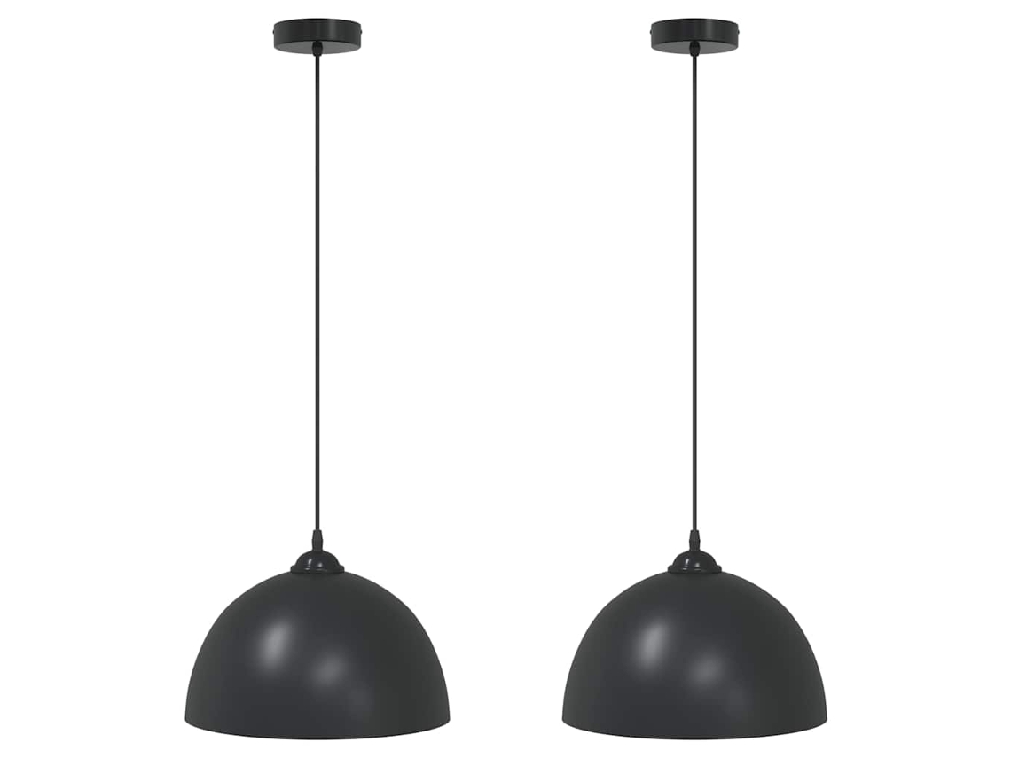 Conjunto 2 Lámpara Colgante Vidaxl Negro Metal