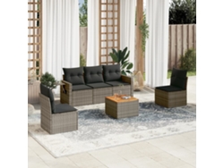 Conjunto de sofá de jardín de 6 piezas con cojines de mimbre gris Lovely Home
