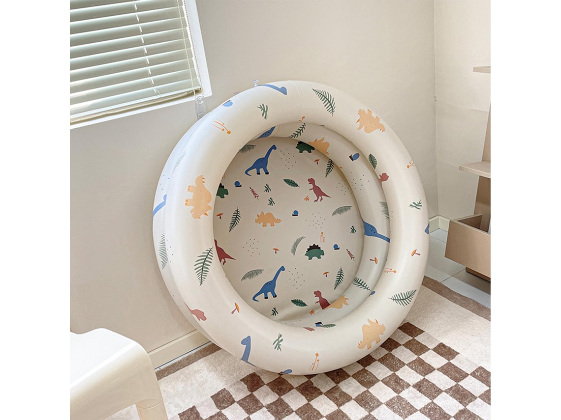 Piscina Inflable Retro De 88 Cm, Diseño Dinosaurio Beige, Material Reforzado, Para Bebés Y Familia.