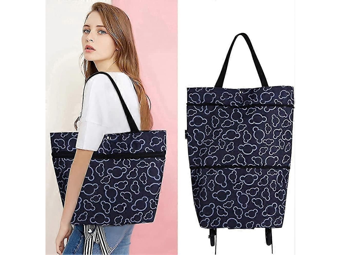 Bolsa de compras plegable con ruedas 7306, plegable, reutilizable, para mujer, GOKOCO
