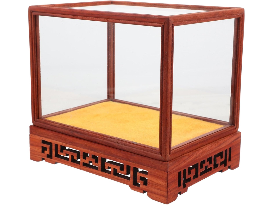 Besportble Caja De Almacenamiento Stobaza De Vidrio Y Madera Para Colecciones Antiguas Y Exhibición Para Of...