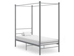 Estructura De Cama Con Dosel Sin Colchón Metal Gris 90x200 Cm