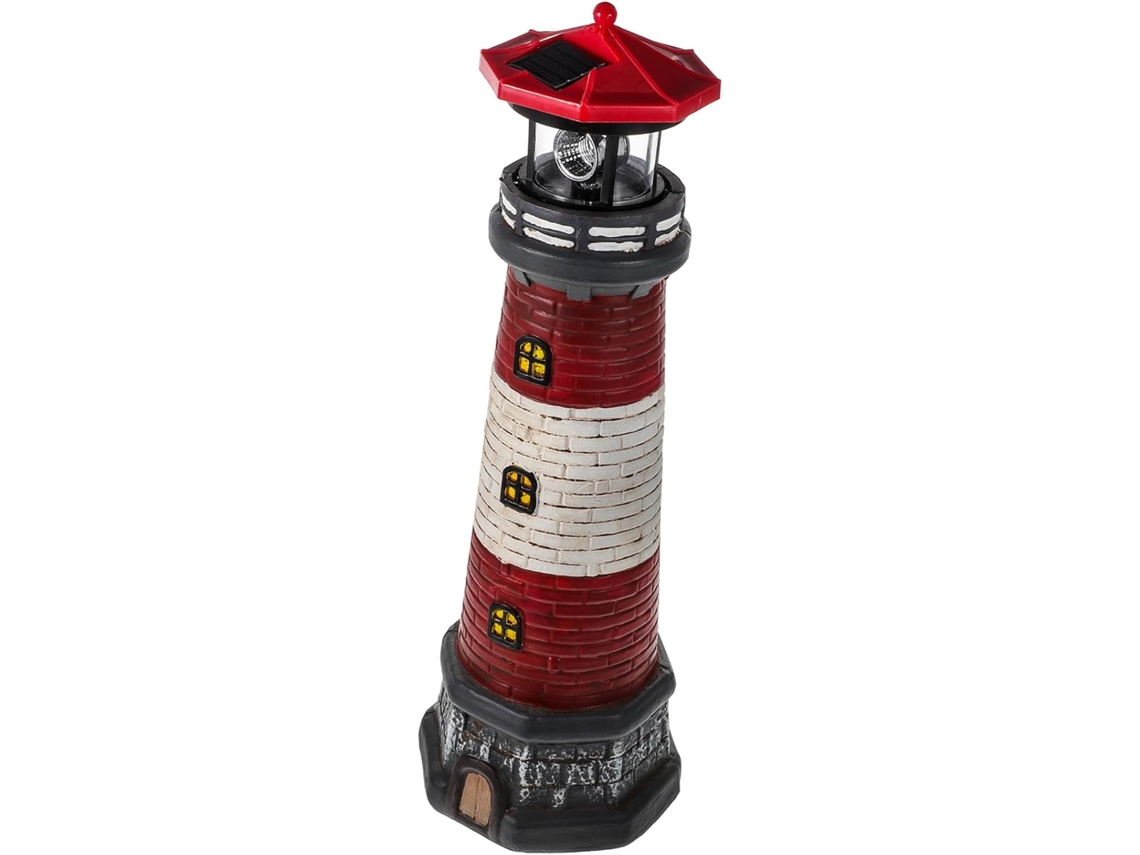 Faro de resina con energía solar, duradero e impermeable, para decoración de jardín - Gokoco