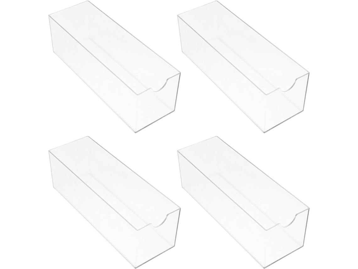Juego De 4 Organizadores De Escritorio Transparentes, Portalápices De Plástico Multifuncional De 17 X 5