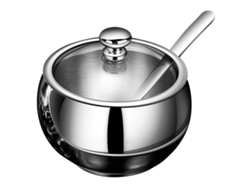 Azucarero de acero inoxidable, recipiente con tapa de cristal, apto para azúcar y especias NEVEANCE