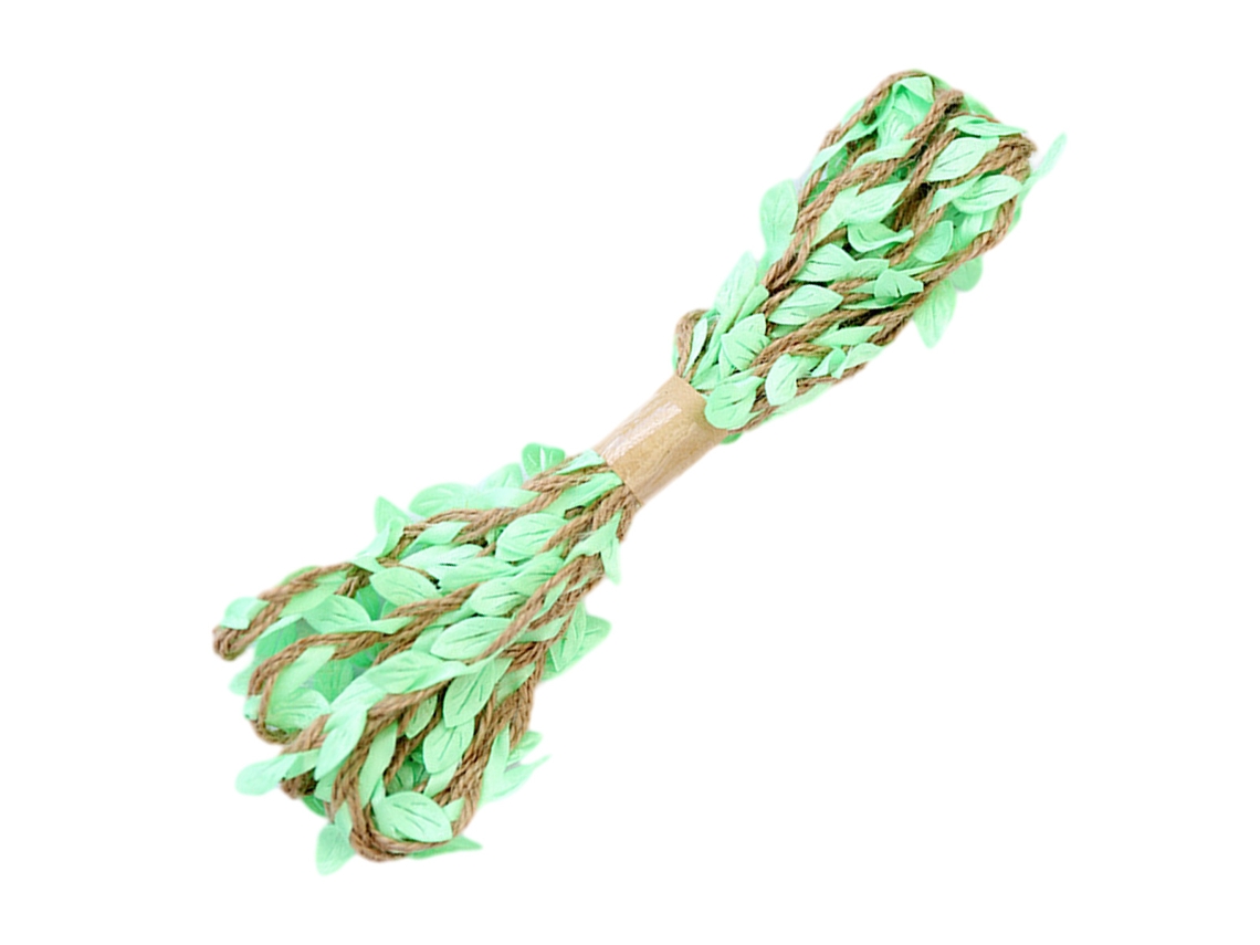 Cinta Verde con Hojas, 1.5cm*10m - Yute con Hojas para Decoración NEVEANCE