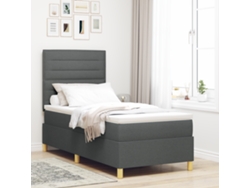 Cama Con Muelles Y Colchón Gris Oscuro 100x200 Cm Tela