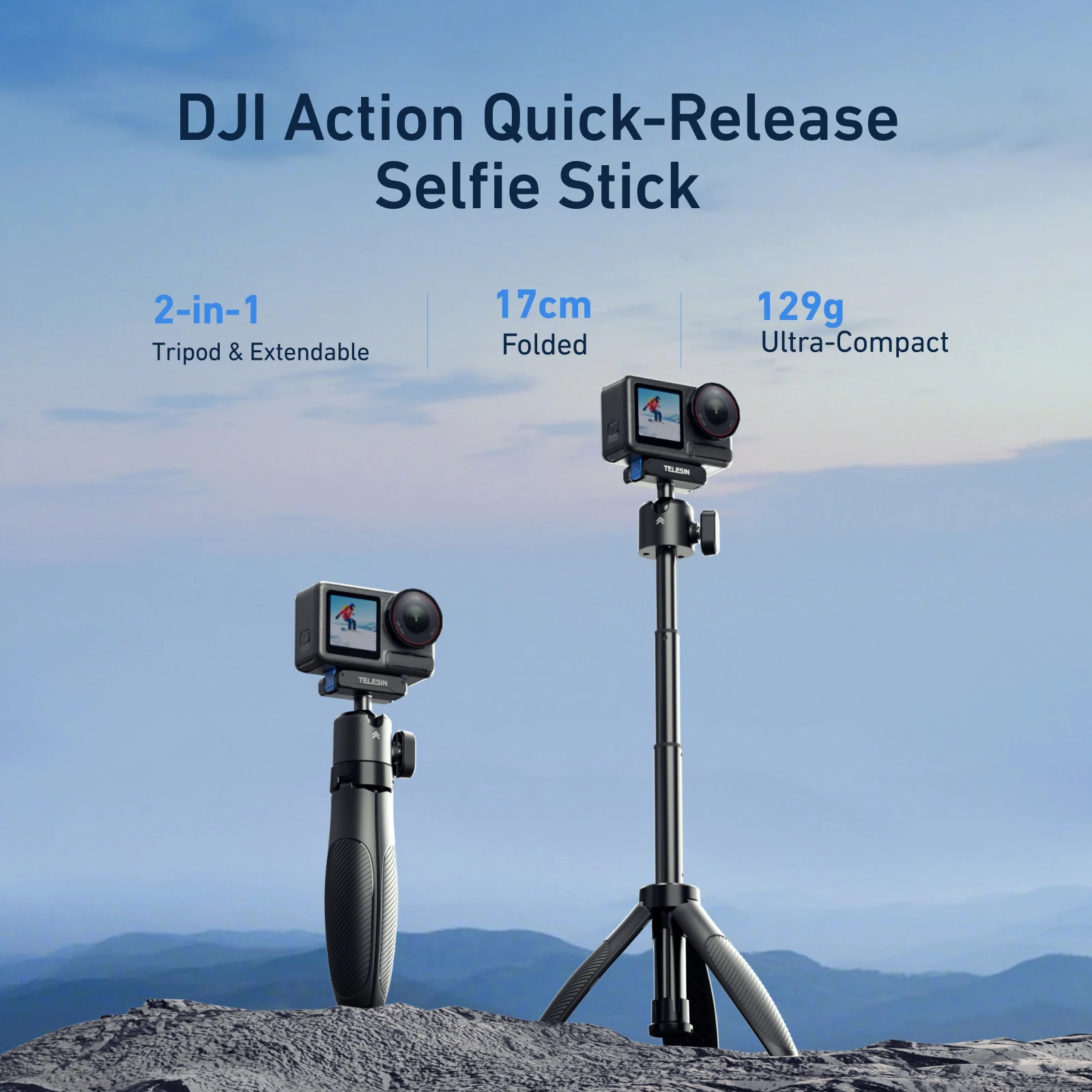 Mini trípode portátil para selfies con liberación rápida magnética para DJI Action 3/4/5