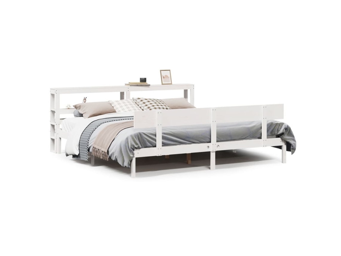 Maison Exclusive - Cama Sin Colchón Madera Maciza De Pino Blanca 180x200 Cm