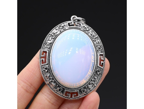 Colgante de piedra natural collar de estilo vintage joyería de moda forma ovalada garquía azul turquesa