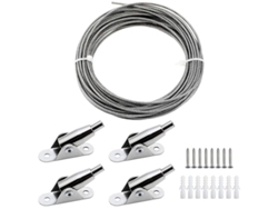 Cable De Acero Inoxidable Recubierto De Pvc, De 2 Mm X 10 M, Para Suspensión Con Accesorios De Fijación.