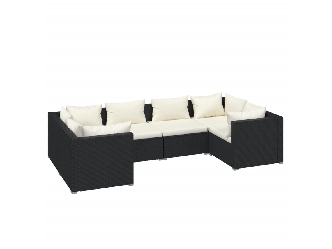 Maison Exclusive - Set Sofás De Jardín 6 Piezas Y Cojines Ratán Sintético Negro