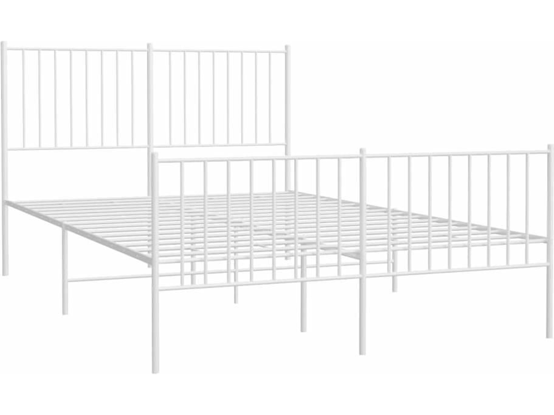 vidaXL Estructura cama metal con cabecero y estribo blanco 135x190 cm