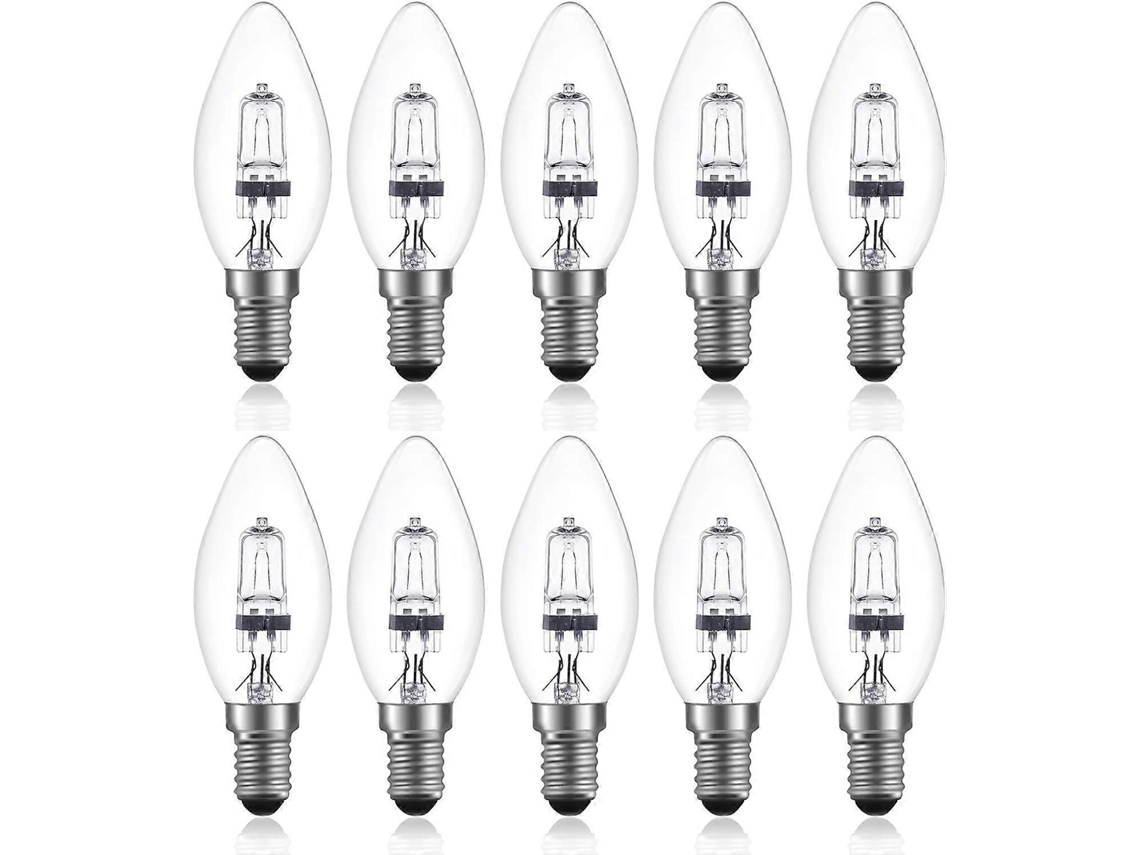 Rebe-bombilla Halógena Regulable E14 C35 42w 220-240v Blanco Cálido 2700k Transparente 360° 613lm 10 Piezas