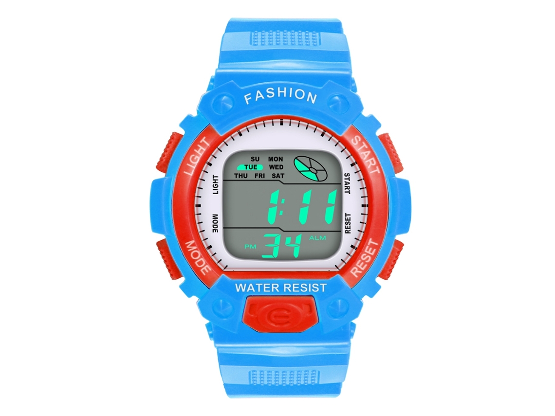 Reloj Digital Infantil Con Correa De Pvc Azul Claro - Reloj De Pulsera Electrónico