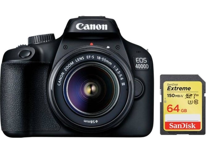 Kit Cámara Réflex CANON EOS 4000D EF-S 18-55MM F3.5-5.6 III + SD64GB