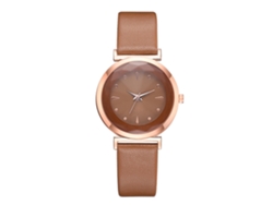 Reloj De Pulsera De Cuarzo Informal Para Mujer Con Correa De Pu Marrón.