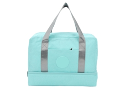 Bolsa de gimnasio ligera e impermeable con compartimentos para ropa seca y mojada, color azul lago.