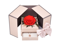 Joyero con rosa eterna, collar y pulsera, regalo de cumpleaños y Navidad.