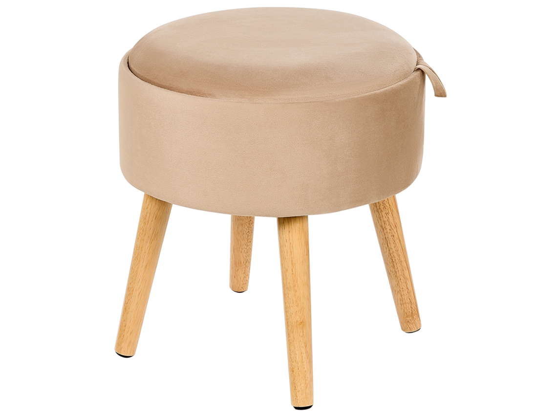 Reposapiés BELIANI Neely de Terciopelo Beige 39x39x43
