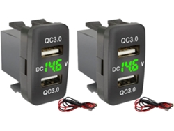 Cargador De Coche Con 2 Puertos Usb 3.0 Duales, Voltímetro Y Pantalla De Voltaje Para Carga Segura.