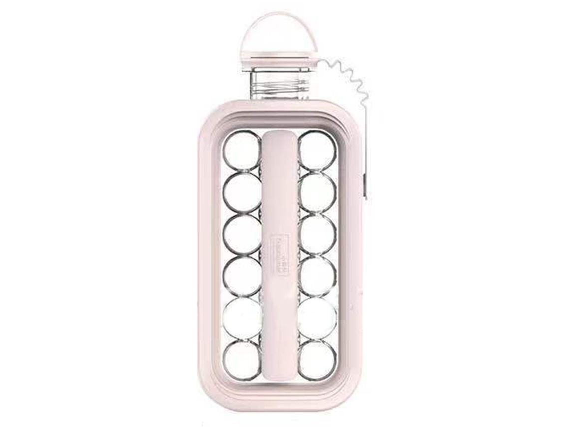Máquina Portátil 2 En 1 Para Hacer Bolas De Hielo Con Botella Y Tapa, Abs Rosa, 27,3 X 11,4 Cm