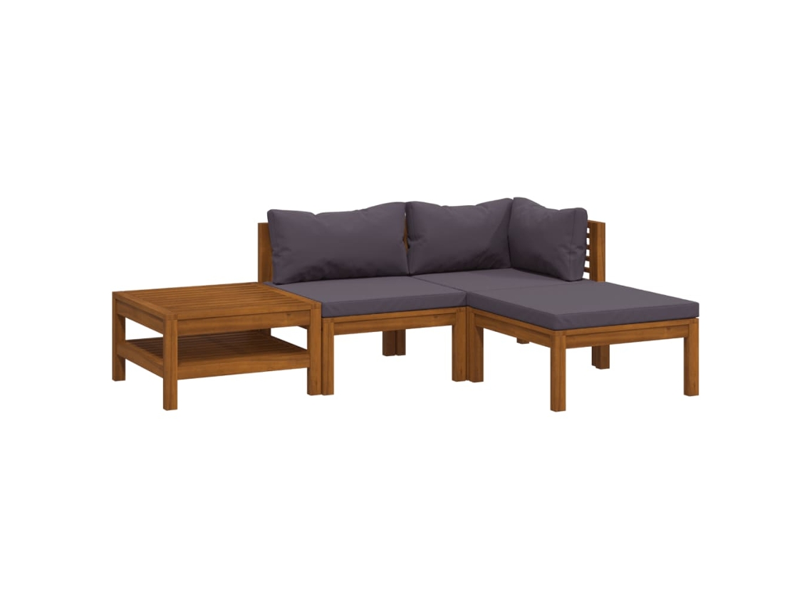 Conjunto 4 Muebles de jardín VIDAXL cojines madera maciza de acacia