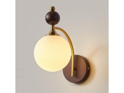 Apliques de pared con globo de cristal, estilo retro, madera, PRIME KANG