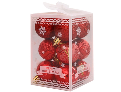 Bolas de adorno para árbol de Navidad-Bola de Navidad decorada, roja