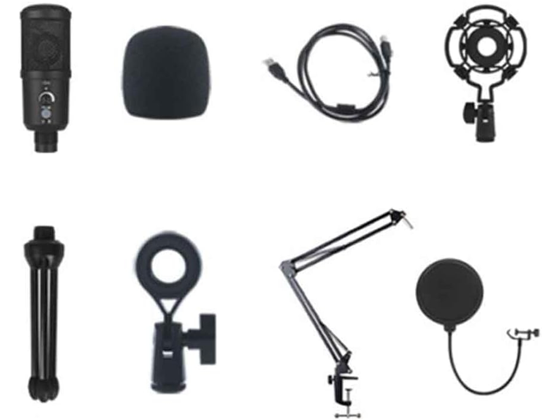 Micrófono De Condensador Usb Con Cancelación De Ruido Para Pc Y Podcasting, Con Soporte De Brazo Articulado.
