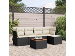 Conjunto de sofás de jardín de 6 piezas DKD Home Decor con cojines de mimbre negros