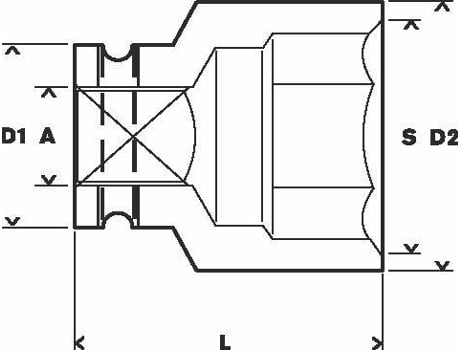 Adaptador para llave de vaso para taladros BOSCH 1/4" - 12 mm Diam.x 25mm