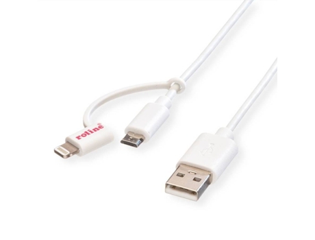 Cable ROLINE (USB y Micro USB - 1m - Blanco)