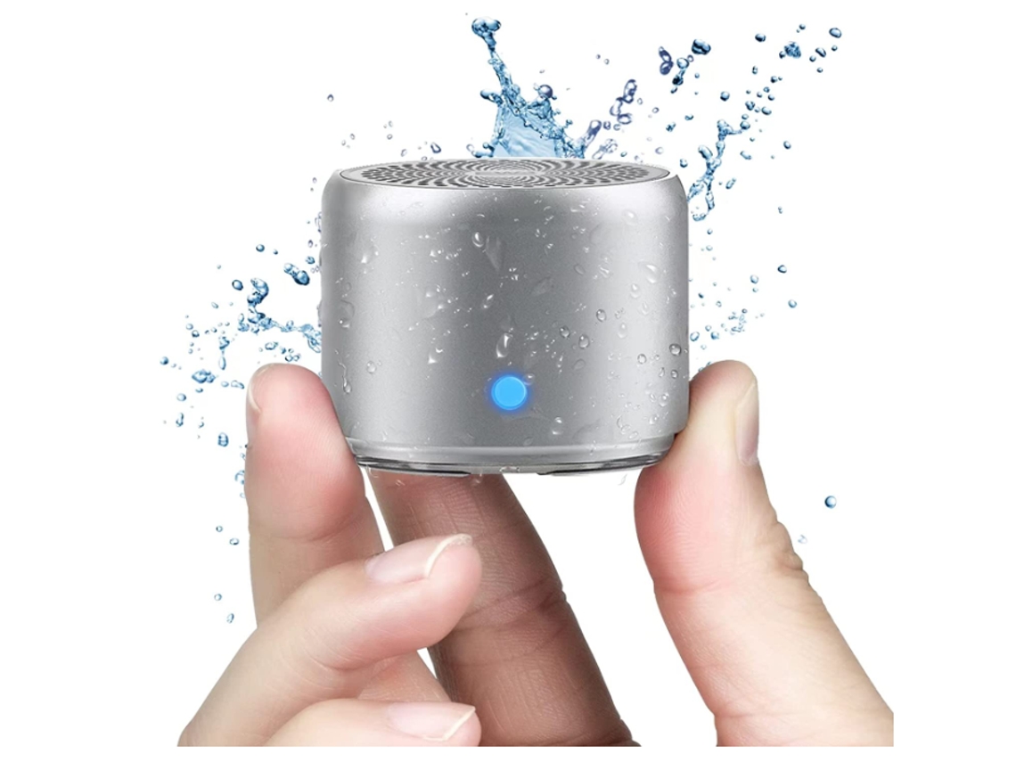 Mini altavoz Bluetooth inalámbrico con radiador de graves personalizado. Yizhood resistente al agua IP67 (plateado)