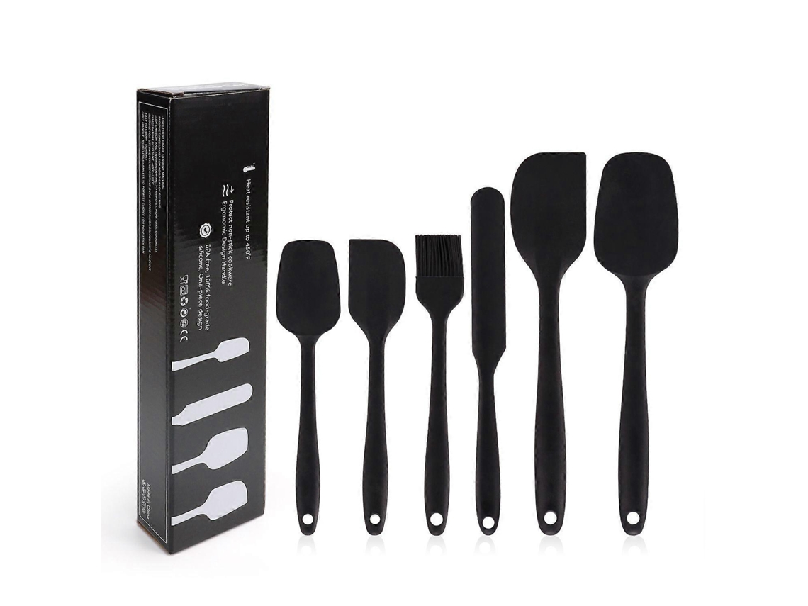 Juego de espátula y cuchara de silicona para cocina, 6 piezas, color negro Nostalgia88