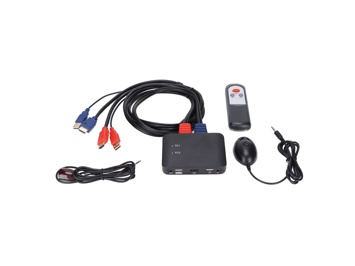 Conmutador Kvm Usb Ay86 De 2 Puertos 4k A 60 Hz, Divisor Kvm Para 2 Ordenadores Con Teclado Y Ratón Compartidos Y 1