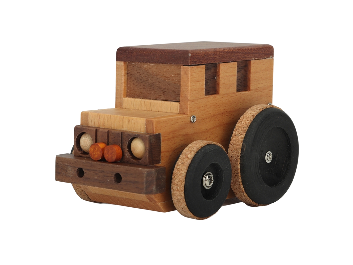 Preciosa Mini Caja De Música De Madera Maciza Con Forma De Coche Clásico: Perfecta Para Navidad, Cumpleaños O El Día Del Niño.