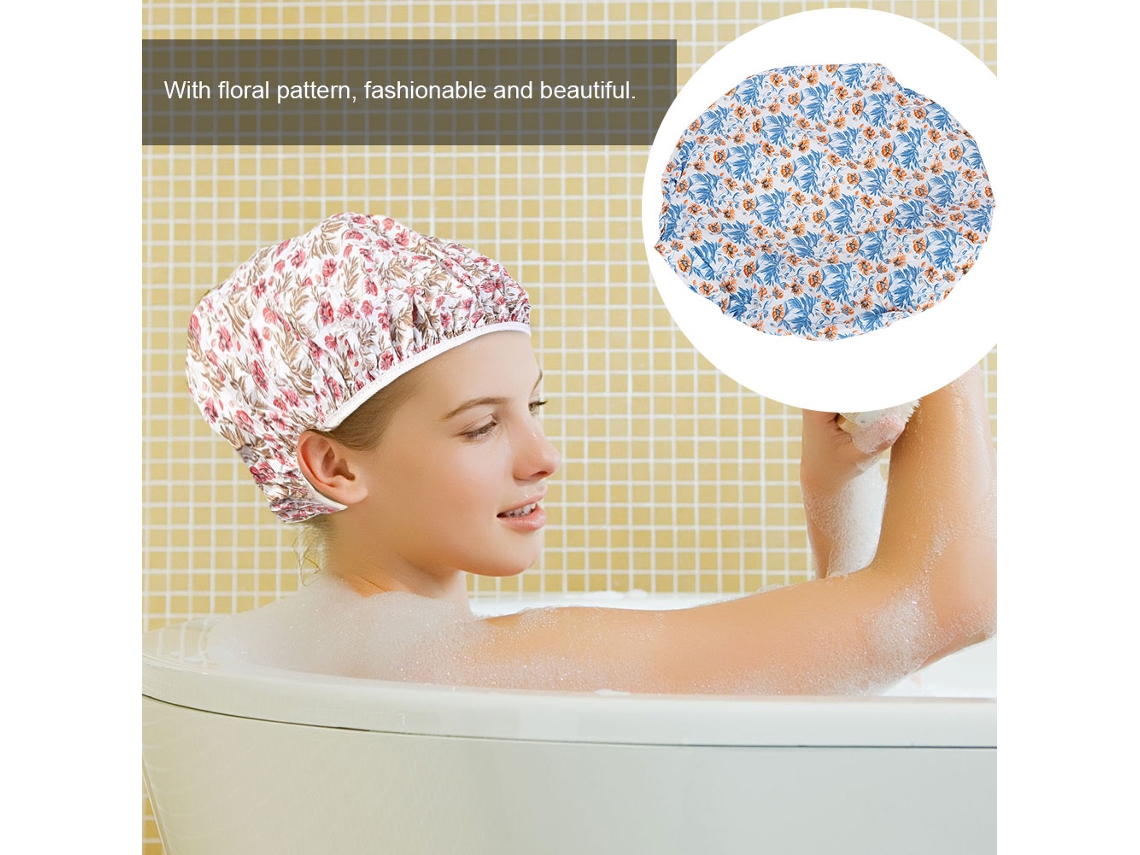 3 Piezas Gorro De Baño Con Patrón Floral Para Lavar El Cabello Protector De Ojos Y Orejas