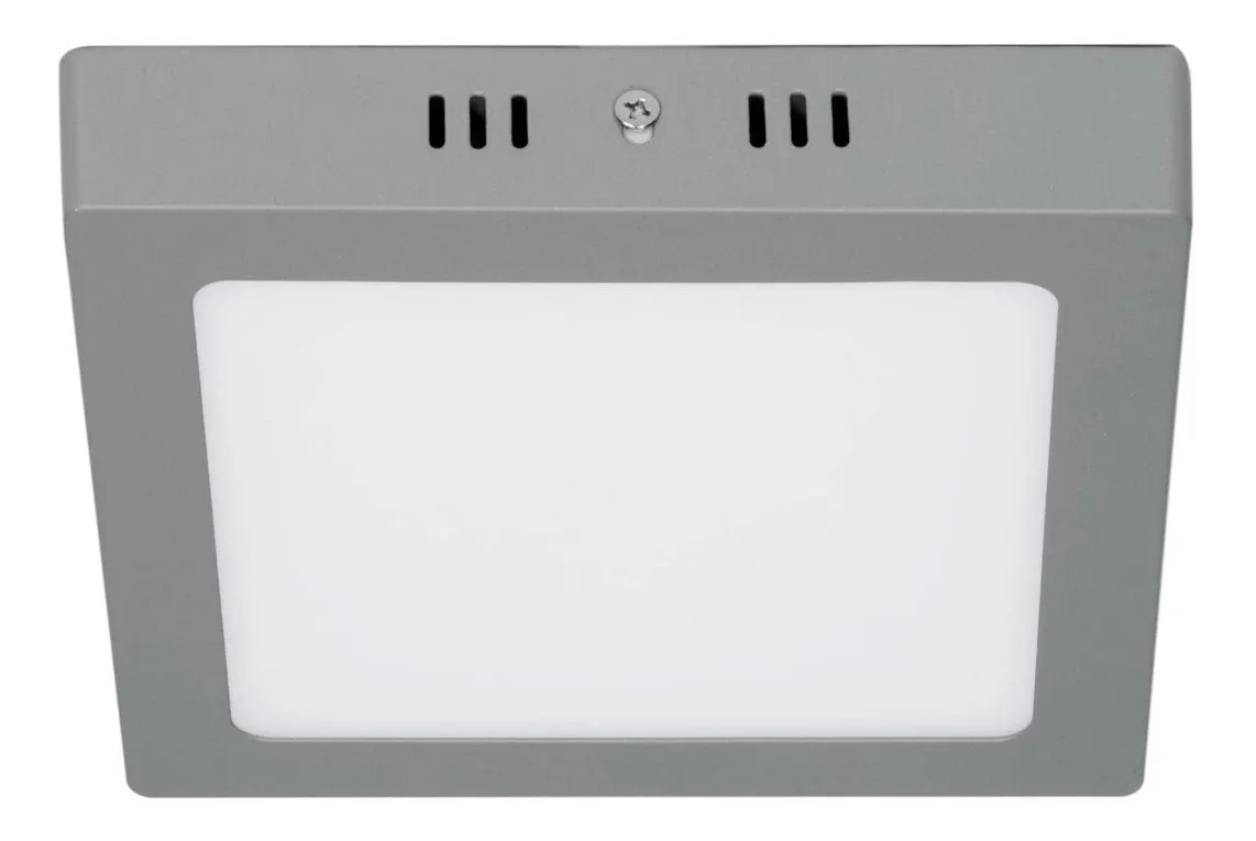 Luminária De Teto Quadrada Moderna 12w 6500k Led Cinza Volteck 47447vayotoy
