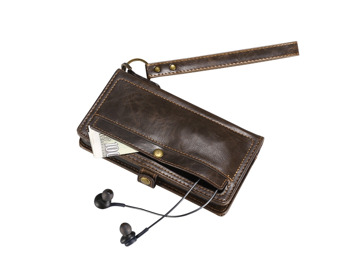 Cartera De Cuero Pu Funda Protectora De Teléfono Desmontable Para Iphone 6plus Marrón