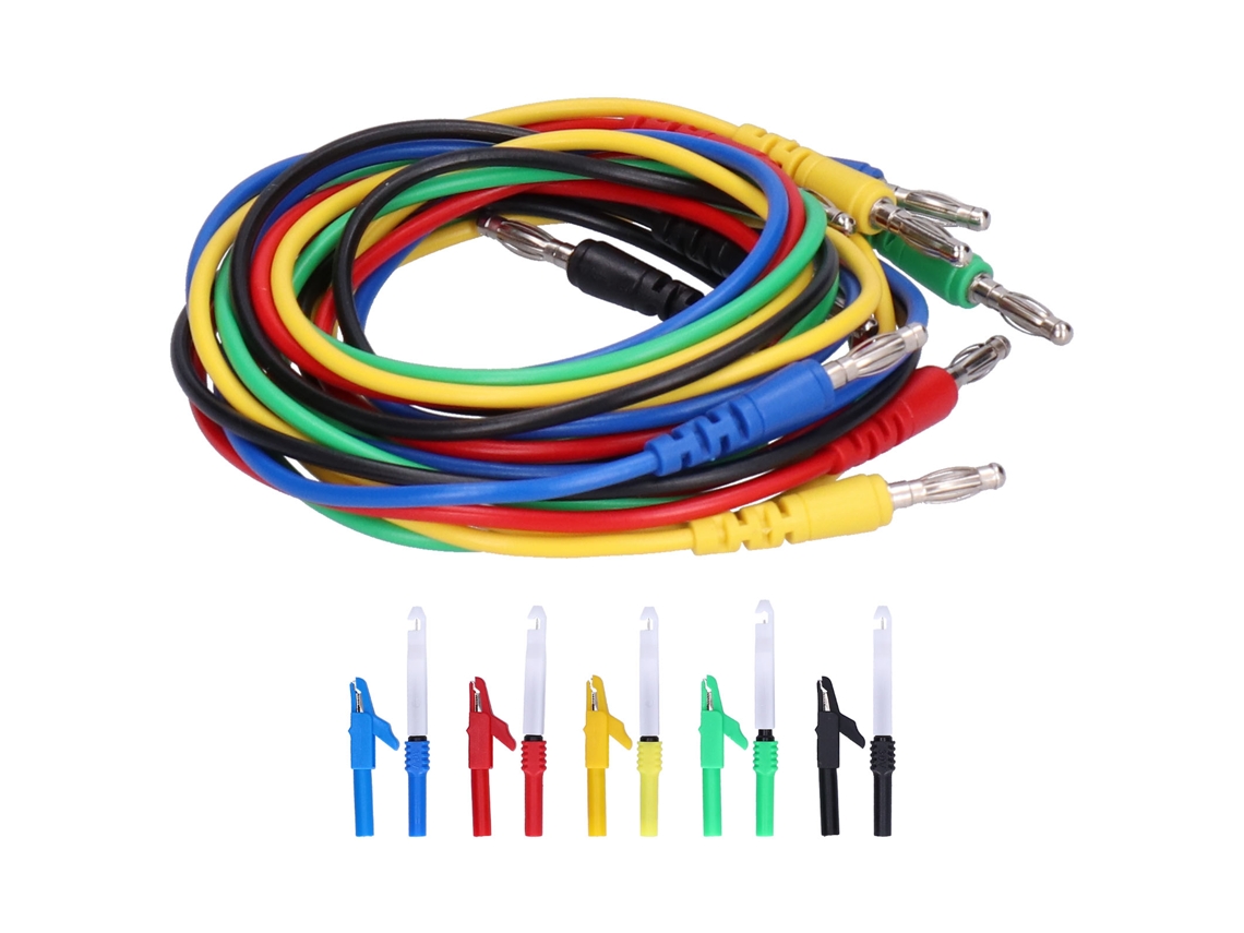 Juego De Cables De Prueba Con Conector Banana De 4 Mm, 1 Metro, Con Pinza De Cocodrilo Y Sonda Para Diagnóstico Automotriz Y De Laboratorio.