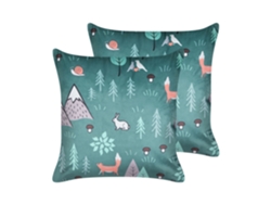 Juego de cojines estampados BELIANI Foothill de Terciopelo Verde 45x45x4